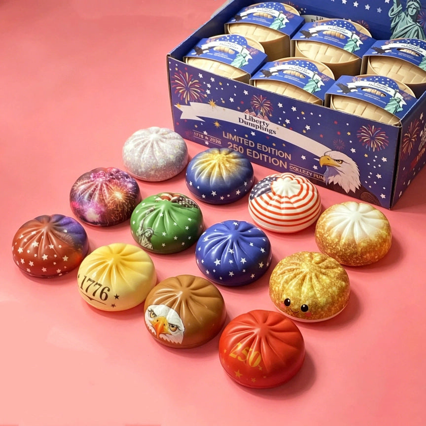 Liberty Dumplings, US Version Squishy Toy, Squishy Dumpling Realistic Steamed Bun Stress Relief Squeeze Toy