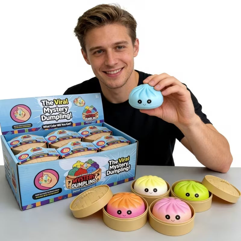Dumpling Squishy, Dumpling Squishy Mystery Box, Cute Big Squishy Dumpling Stress Ball Fidget Sensory Toy for Adults Anxiety Relief, Novelty Squeeze Ball for Office Desk