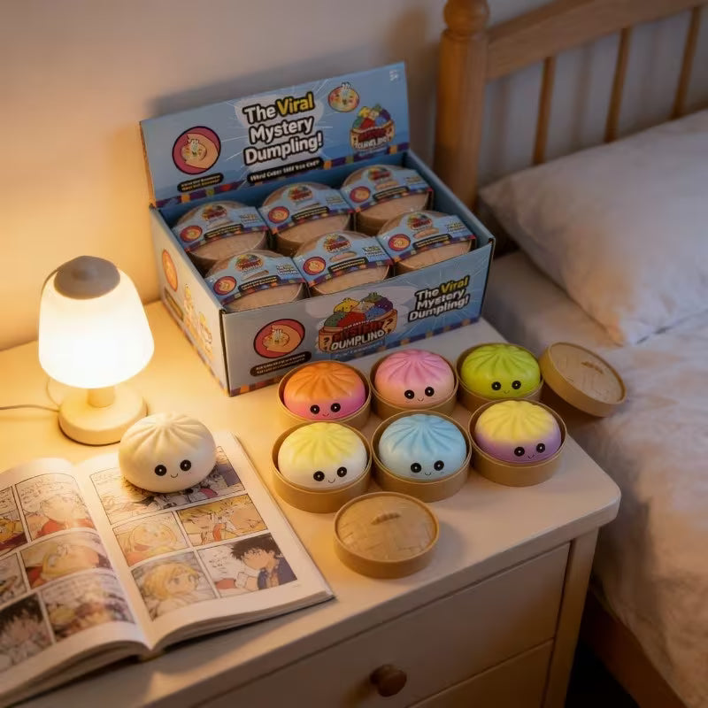 Dumpling Squishy, Dumpling Squishy Mystery Box, Cute Big Squishy Dumpling Stress Ball Fidget Sensory Toy for Adults Anxiety Relief, Novelty Squeeze Ball for Office Desk