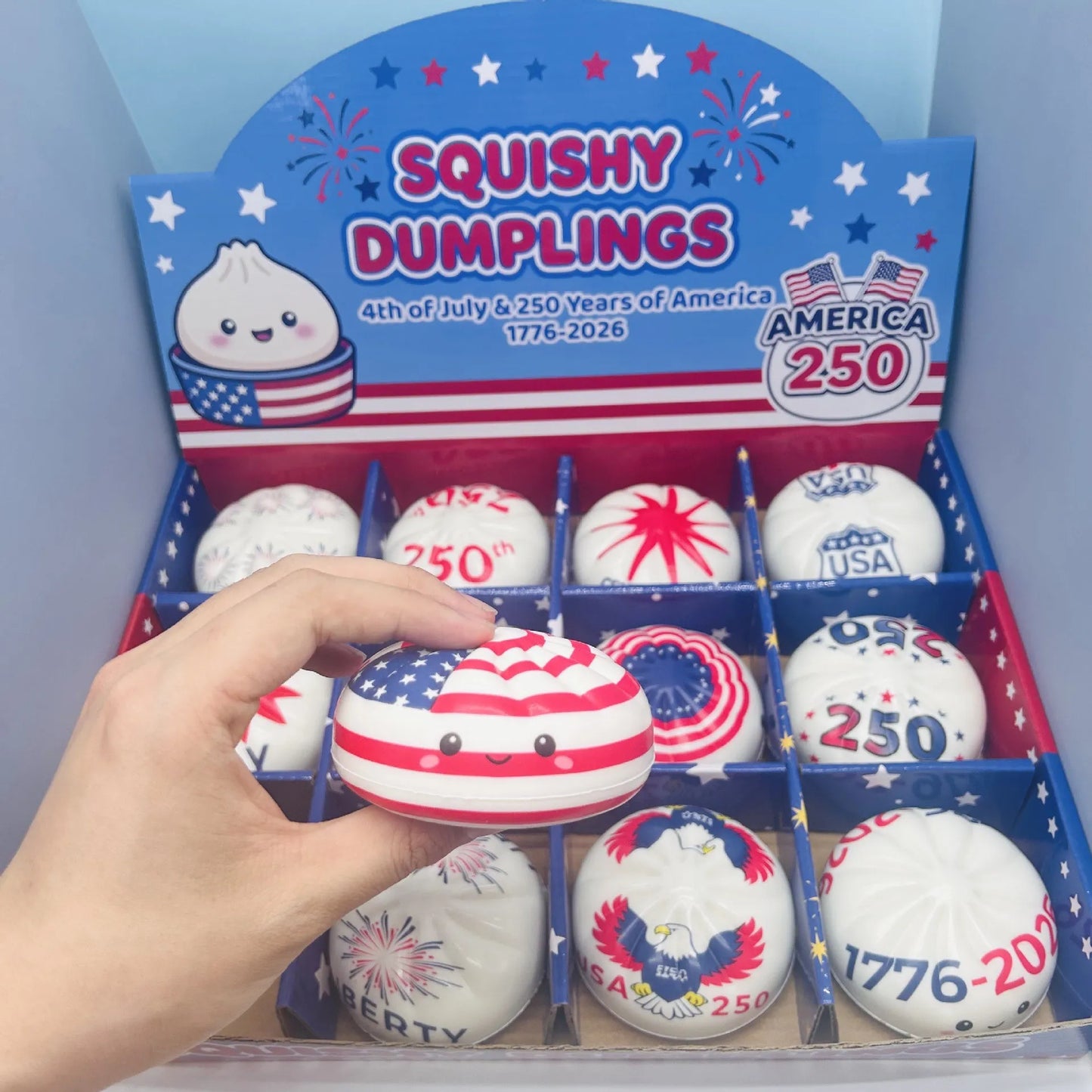 Liberty Dumplings, US Version Squishy Toy, Squishy Dumpling Realistic Steamed Bun Stress Relief Squeeze Toy