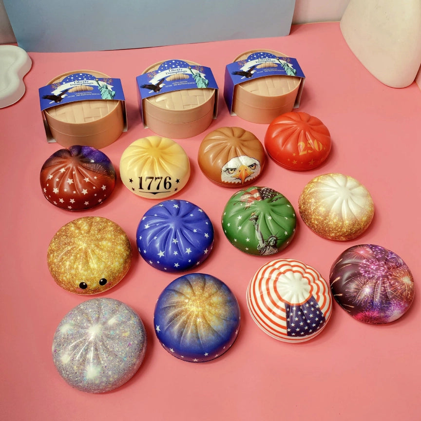 Liberty Dumplings, US Version Squishy Toy, Squishy Dumpling Realistic Steamed Bun Stress Relief Squeeze Toy