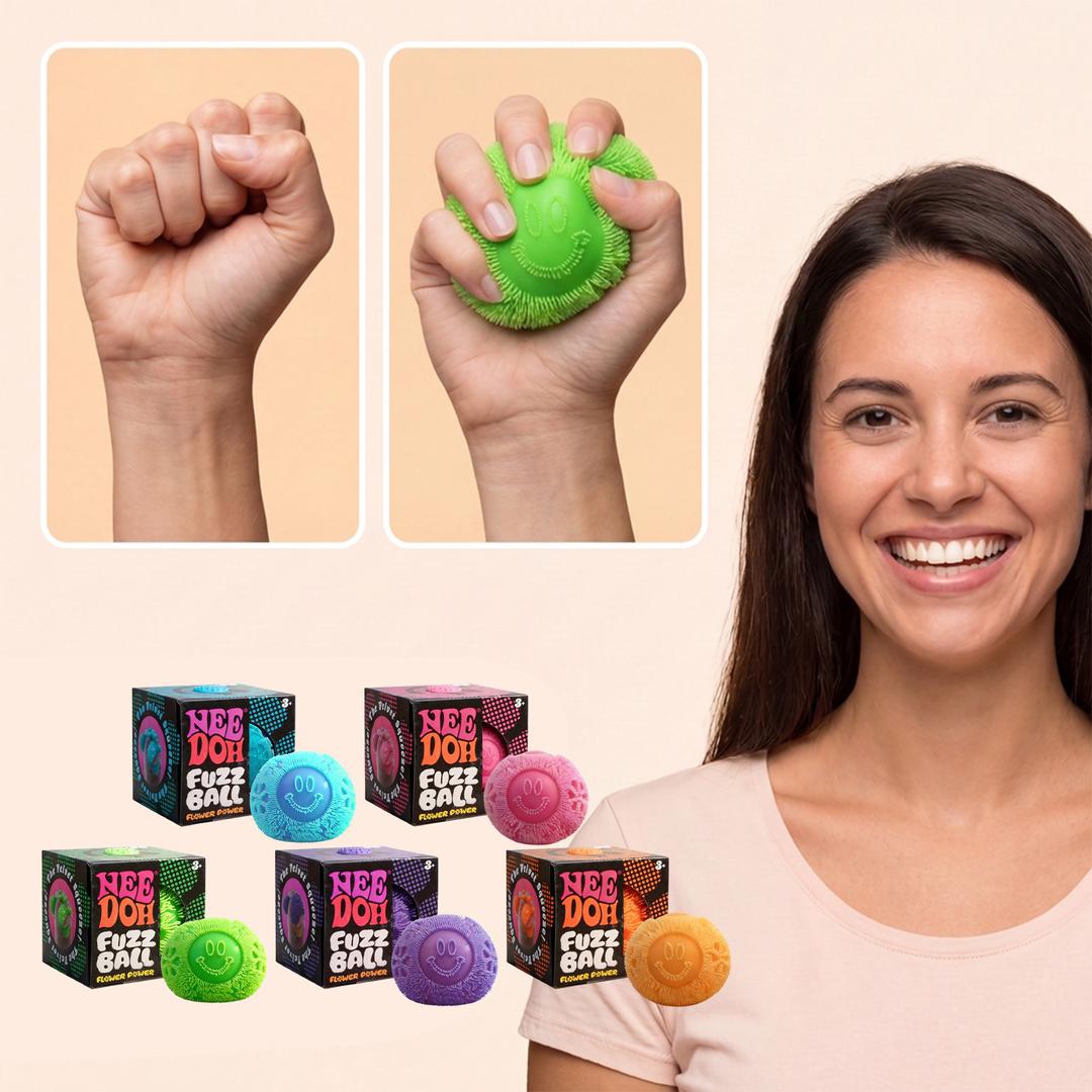 Schylling Nee Doh Fuzz Ball Flower Power Stress Ball Set of 5