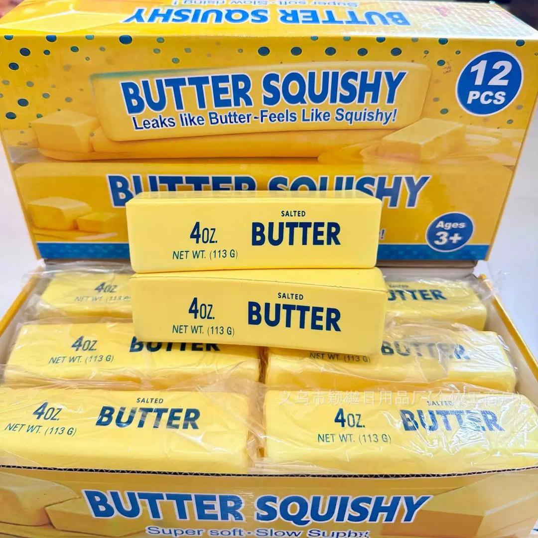 9.5 Inch Giant Butter Squishy Toy, Big Butter Squishy 14oz Slow Rising Squishy Realistic Food Squishies, Large Sticky Butter Sticks Squeeze Toys for Anxiety Relaxation (Butter)
