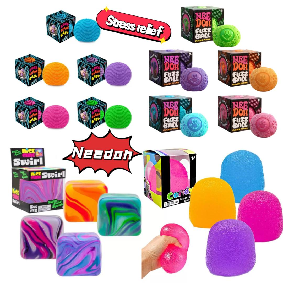 Schylling Nee Doh Fuzz Ball Flower Power Stress Ball Set of 5