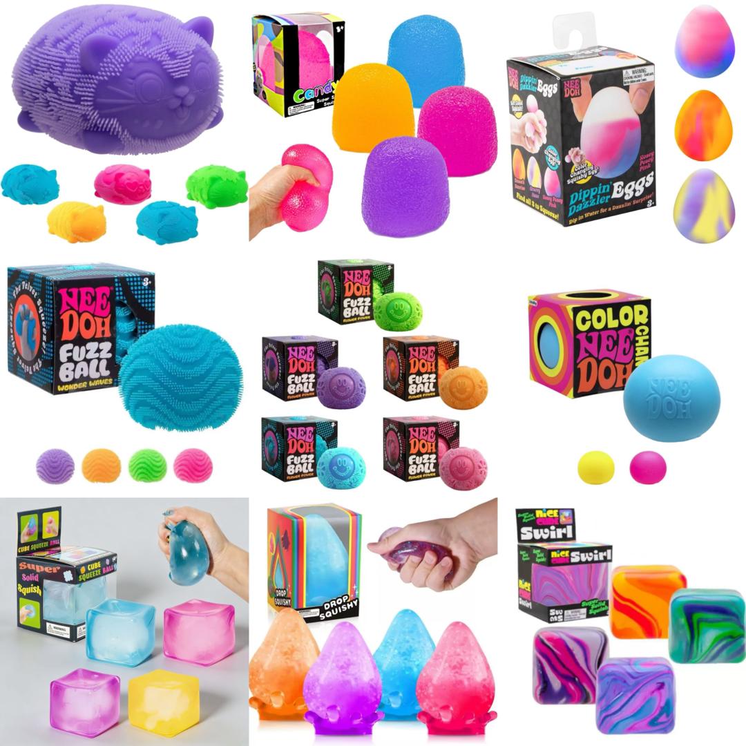 Schylling Nee Doh Fuzz Ball Flower Power Stress Ball Set of 5