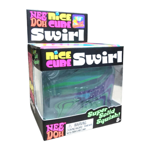 Schylling NeeDoh Nice Cube Swirl - Sensory Toy with a Super Solid Squish - Unique, Swirling Color Blend - Ages 3 and Up - Orange; One Cube Per Pack