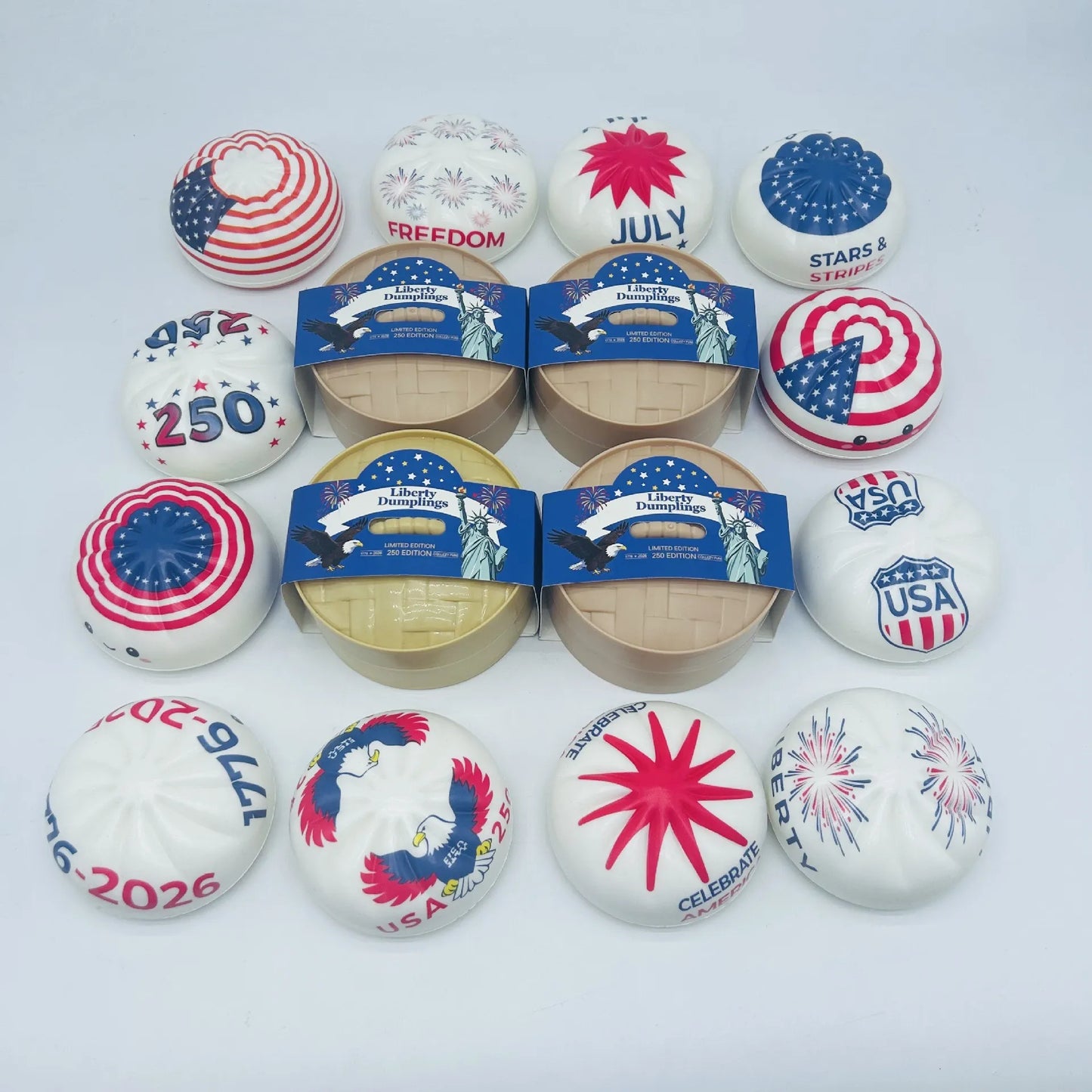 Liberty Dumplings, US Version Squishy Toy, Squishy Dumpling Realistic Steamed Bun Stress Relief Squeeze Toy