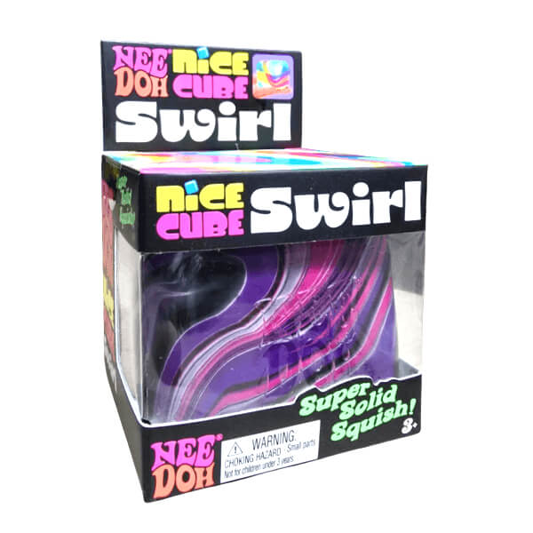 Schylling NeeDoh Nice Cube Swirl - Sensory Toy with a Super Solid Squish - Unique, Swirling Color Blend - Ages 3 and Up - Orange; One Cube Per Pack